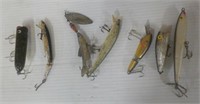 Assortment of vintage fishing lures.