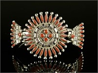 Beverly Etsate Zuni Sterling Silver Coral Bracelet
