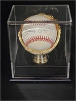 Autographed Mickey Mantle Baseball in Display Case