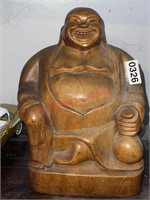 10.5in Wood Carved Buddha   (living room)