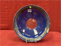 Cobalt Blue Glass & Silver Inlay Bowl 13 x 3