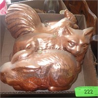 COPPER PLATED MOLDS- CAT, ROOSTER, CHICKEN & DUCK