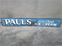 Original Paul’s Ice Cream Tin Sign. Some Touch.