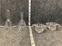 Etched Glass Bells and Candleholders