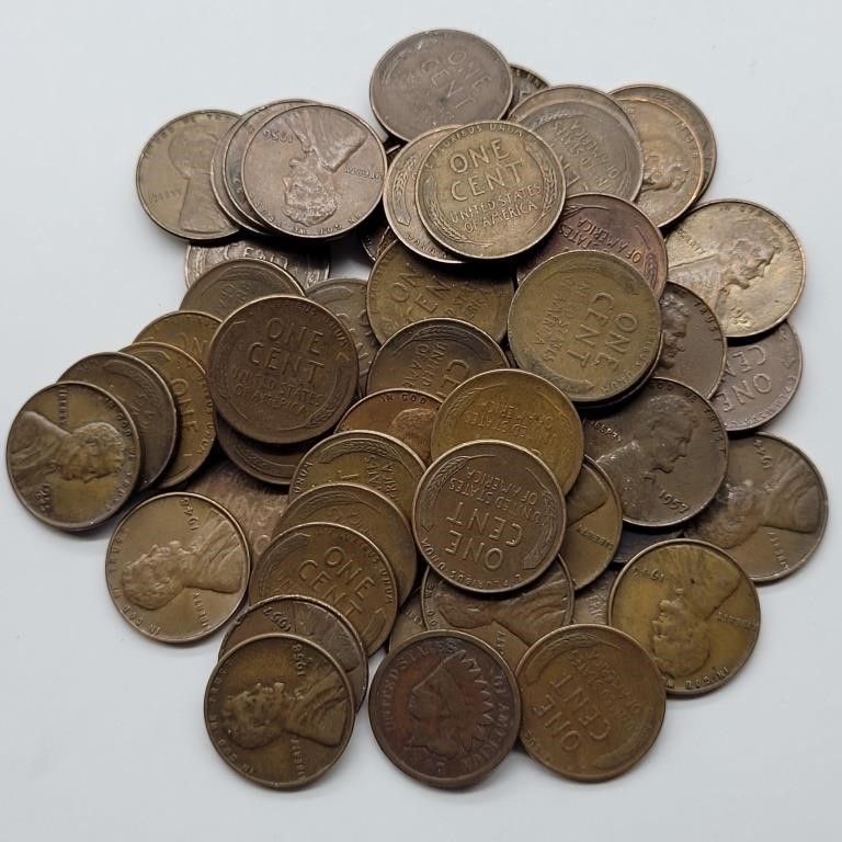 50+ VARIOUS DATE  LINCOLN HEAD WHEAT PENNIES PLUS