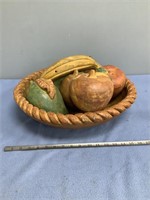 Large Ceramic Bowl w/ Fruit   Heavy