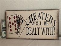 CHEATERS METAL SIGN