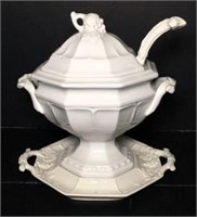 Red-Cliff Lidded Soup Tureen with Ladle &