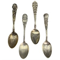 4 Antique Sterling Spoons, Canada, New Orleans +