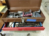 Toolbox With Wooden Braces Drill Bits And Wooden