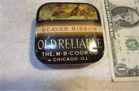 antique Beaver Ribbon 2.5" Tin scene