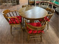 Wood Round 36" Table and 4 Bucket Chairs