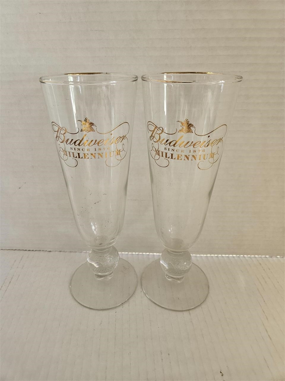 Pair of Budweiser Millennium Champagne Glasses