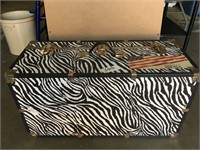 Big Zebra Print Storage Chest With Gold Locks And