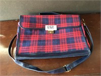 Red And Blue Checkered Purse With Faux Leather
