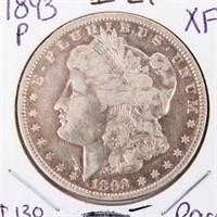 Coin 1893-P  Morgan Silver Dollar Very Fine!