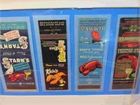 1940-60's Framed Matchbook Covers Lobster Ads