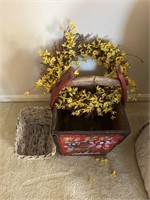 Wooden Floral Basket with Flowers