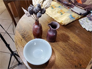 (2) Vintage Vases & Bowl