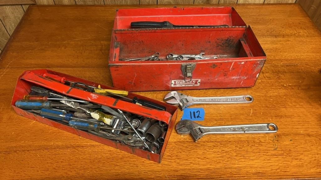 Hand tools and 19” metal tool box
