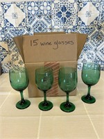 Lot of 15 green wine goblets