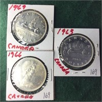 3- Canadian Silver Dollars