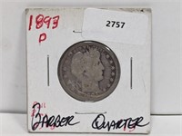 1893-O 90% Silver Barber Quarter