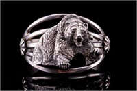 Navajo Sterling Silver Grizzly Bear Bracelet