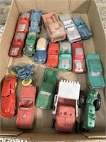 Box of rubber/plastic tractors/motorcycles