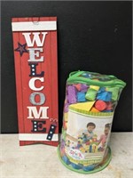 WELCOME SIGN AND KIDS BLOCKS