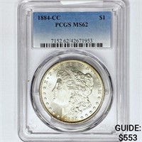 1884-CC Morgan Silver Dollar PCGS MS62