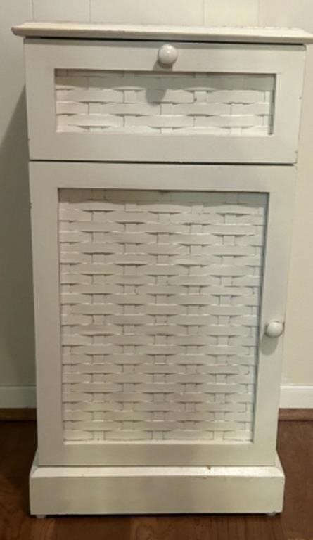 Cute White Side Table w/Drawer & Cabinet