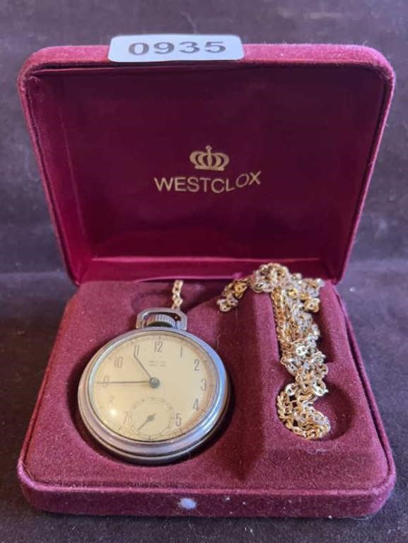 Westclox Pocket Watch w/Chain & Case