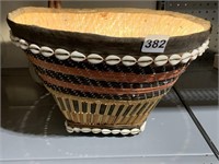 BASKET WOVEN WITH SEASHELLS