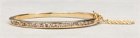 Vintage 14K Yellow Gold Diamond Bangle Bracelet