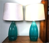 Segmented Blue Glass Table Lamps