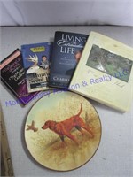 HUNTING PLATE & BOOK