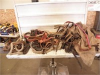 CANVAS BAG FULL OF HORSE TACK ITEMS