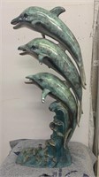 4’ Cast Brass/Bronze Dolphins Water Fountain