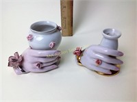 2 Porcelain Hand Vases