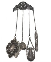 Victorian Sterling Silver Chatelaine 4 Chains
