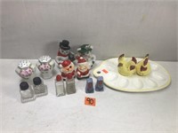 Vintage Salt and Pepper Shakers & Egg Tray