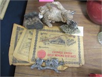 1 lot of misc: buffalo paper weight, fool's gold