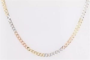 14 Kt Tri Color Gold Fancy Link Necklace