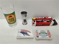 bar items - glass, poker chips, cards, etc.