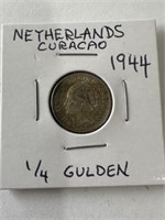 Netherlands Curaca 1944 1/4 Gulden (Silver)