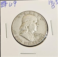 N1963 D 90% Silver Franklin Half Dollar