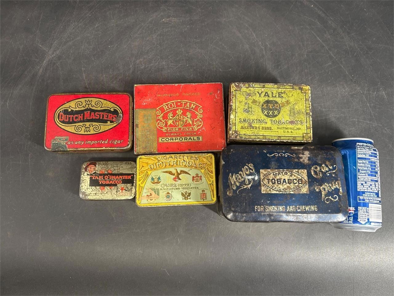 LOT OF 6 MIXED TOBACCO TINS MAYOS +