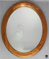 Wood Frame Etched Wall Mirror