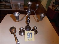 Sterling Candelabra & Pair of Candle Sticks -